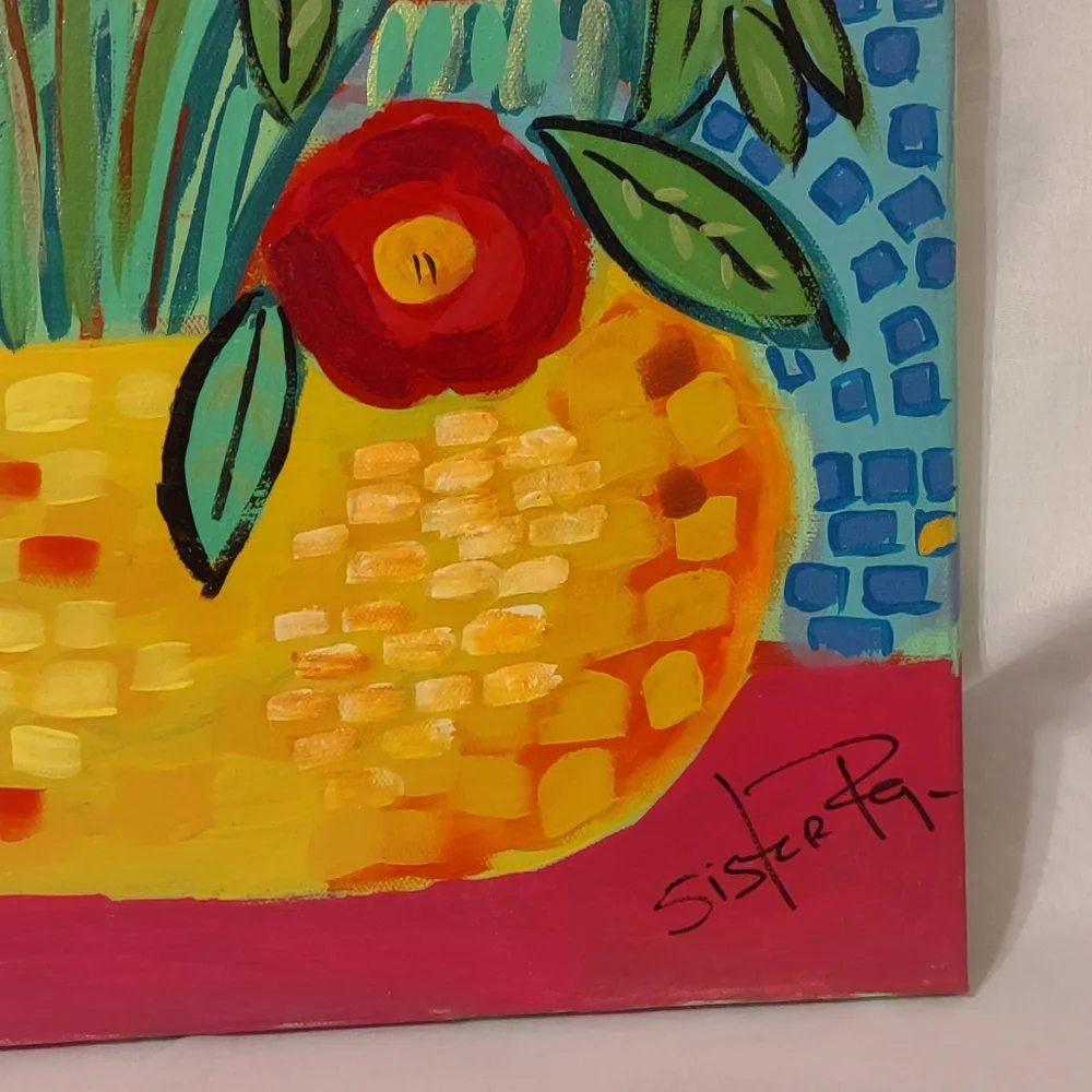 Sister Raya Signed Basket of Poppies Canvas Print - Picture 5 of 8
